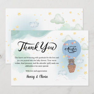 Carte De Remerciements l'aventure du petit homme attend la baby shower