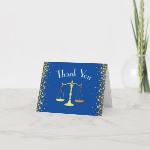 Carte De Remerciements Lawyer Law School Blue Gold Party