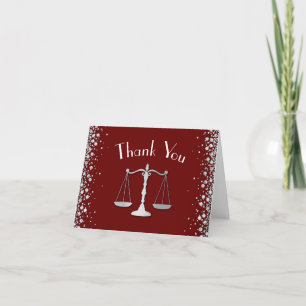 Carte De Remerciements Lawyer Law School Maroon Silver Graduation Party