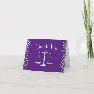 Carte De Remerciements Lawyer Law School Purple Silver Graduation Party