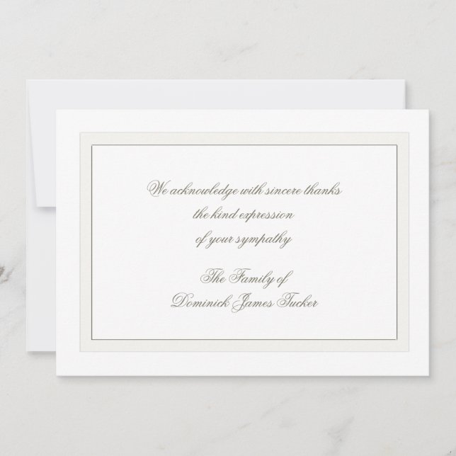 Carte De Remerciements Layered Bereavement White Thank You Notecard (Devant)