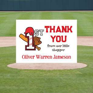 Carte De Remerciements Le 1er anniversaire du garçon Baseball