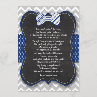 Carte De Remerciements Le baby shower de cravate d'arc vous remercient