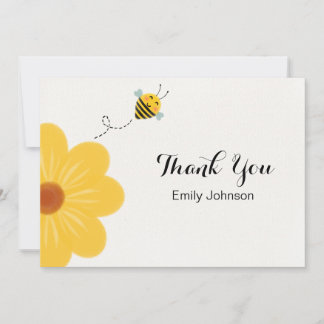 Carte De Remerciements Le Baby shower de la Fleur Jaune des Abeilles