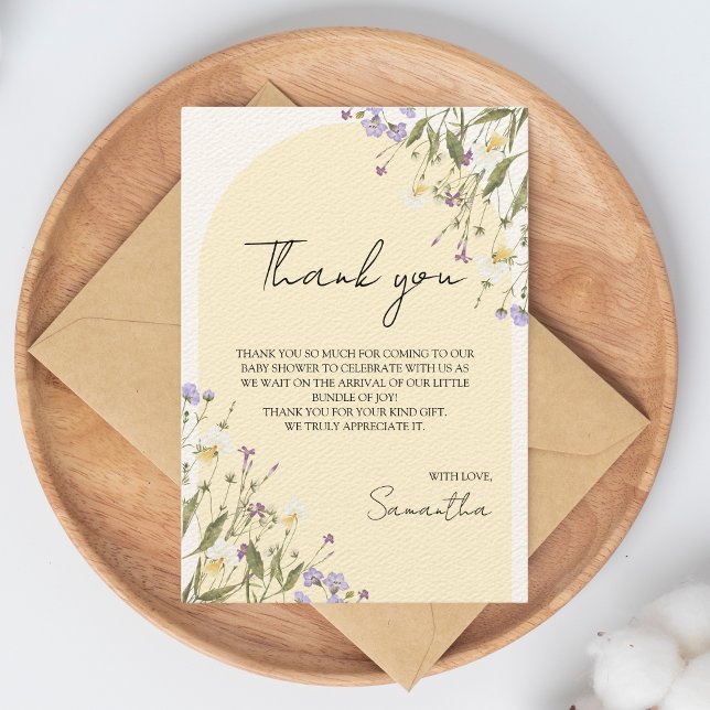 Carte De Remerciements Le BABY SHOWER de la petite fille Fleur sauvage (thank you wildflower baby shower cards)