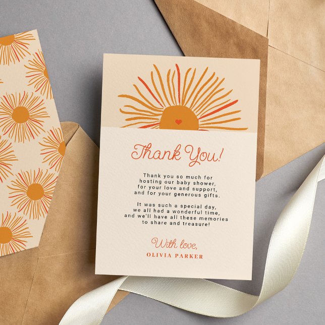 Carte De Remerciements Le baby shower de soleil vient ici le fils boho re (Créateur téléchargé)