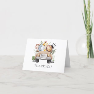 Carte De Remerciements Le baby shower de verdure animal de Cute Safari
