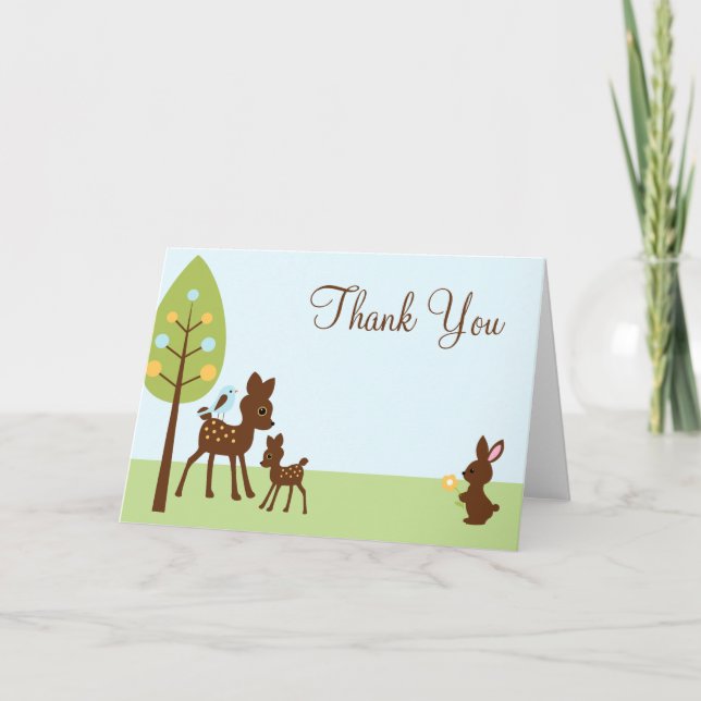 Carte De Remerciements Le Baby shower des animaux des bois (Devant)