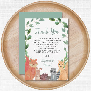 Carte De Remerciements Le Baby shower des animaux des bois