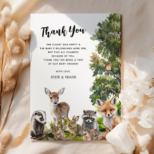Carte De Remerciements Le Baby shower des animaux des bois