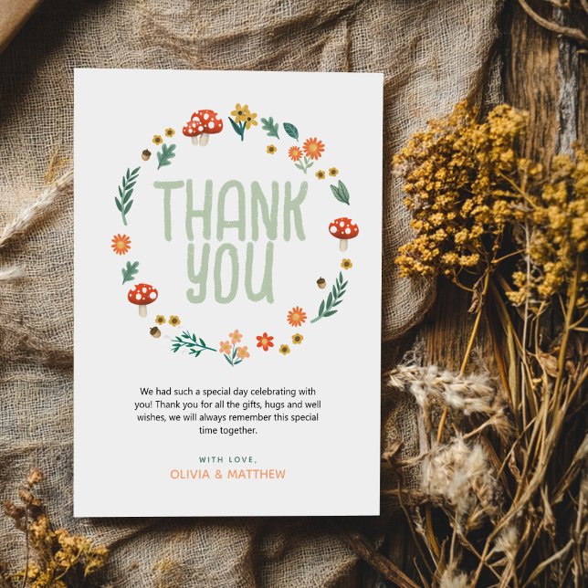 Carte De Remerciements Le Baby shower naturel des bois mignons (Créateur téléchargé)