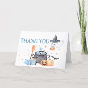 Carte De Remerciements Le bébé brasse le Baby shower d'Halloween bleu