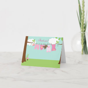 Carte De Remerciements Le bébé de corde à  linge (fille) a plié des notes
