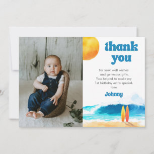 Carte De Remerciements Le Big One 1er Anniversaire Surf Plage Aquarelle