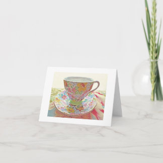 Carte De Remerciements Le blanc vintage de tasse de thé Carte-Vous