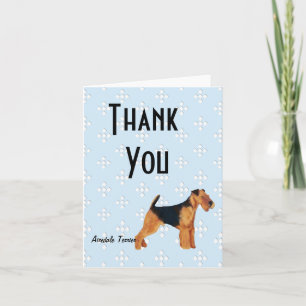 Carte De Remerciements Le bleu de ~ d'Airedale Terrier avec les diamants