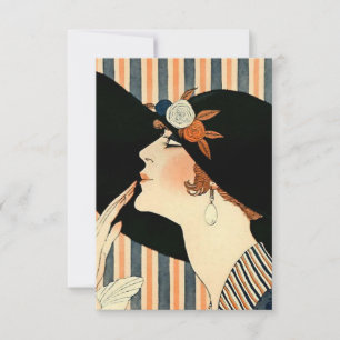Carte De Remerciements « Le Chapeau Noir » Art Déco de George Barbier