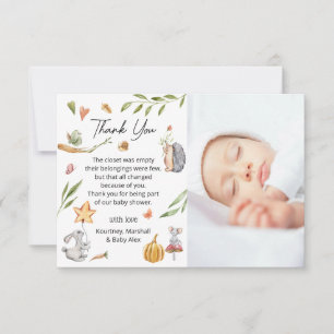 Carte De Remerciements Le charme des animaux forestiers Baby shower neutr
