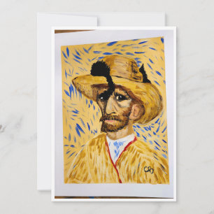 Carte De Remerciements le chat dans le casquette de van Gogh