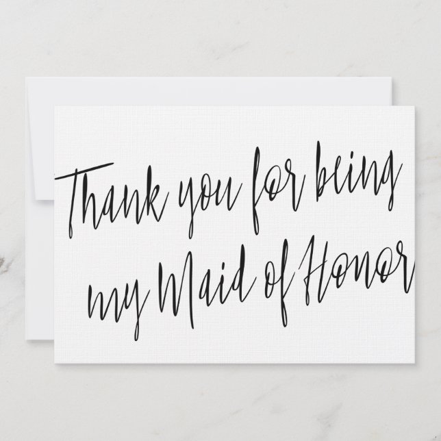 Carte De Remerciements Le chic moderne "Merci d'être ma servante d'honneu (Devant)