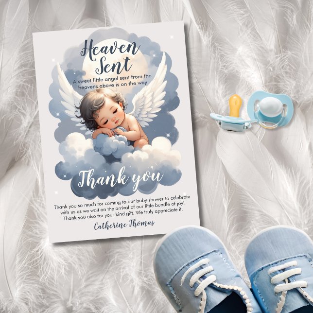 Carte De Remerciements Le Ciel A Envoyé Un Bébé Ange Dans Le Baby shower  (Créateur téléchargé)