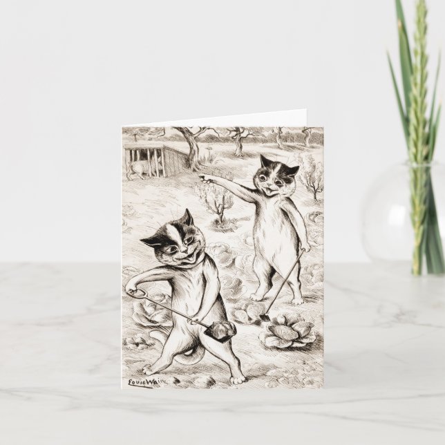 Carte De Remerciements Le cochon est dans la coop de poulet de Louis Wain (Devant)