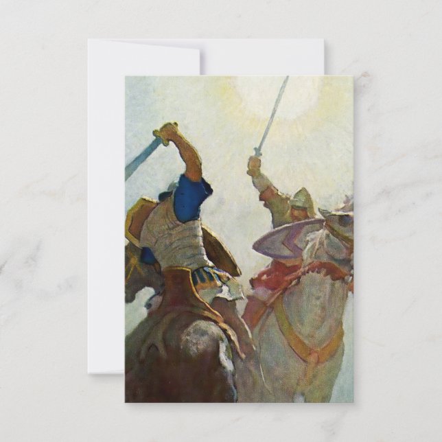 Carte De Remerciements « Le combat à l'épée fut féroce » par NC Wyeth (Devant)