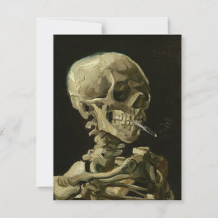 Carte De Remerciements Le crâne d'un squelette avec la cigarette brûlante