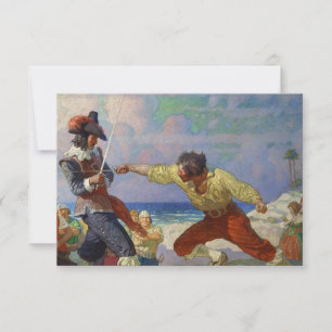 Carte De Remerciements « Le duel sur la plage » par NC Wyeth