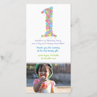 Carte De Remerciements Le ęr anniversaire de bébé monte en ballon le