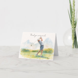 Carte De Remerciements Le golfeur joue sur le parcours