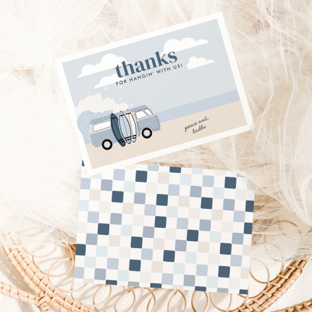 Carte De Remerciements Le grand Surf de plage des garçons à l'anniversair (Créateur téléchargé)