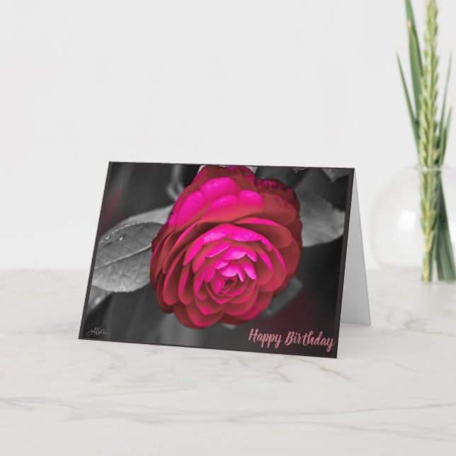Carte De Remerciements Le joyeux anniversaire de Rosy Camellia (Devant)