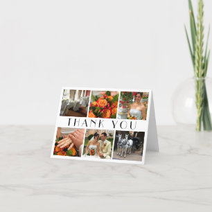 Carte De Remerciements Le mariage chic de collage de photos du blanc 6 de