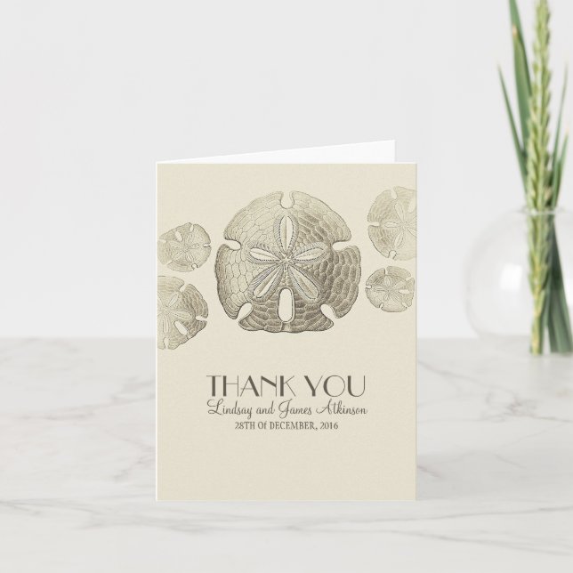Carte De Remerciements Le mariage du dollar de sable vous remercient des (Devant)