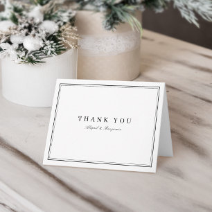 Carte De Remerciements Le minimaliste blanc de noir élégant de frontières