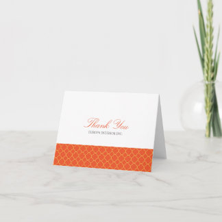 Carte De Remerciements Le motif orange de trèfle de Quatrefoil vous