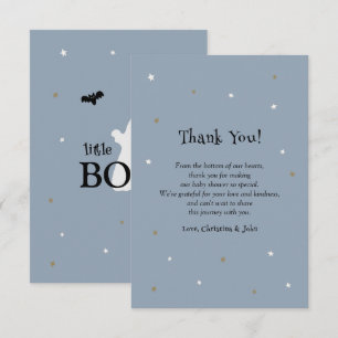 Carte De Remerciements Le petit Baby shower garçon d'Halloween Boo