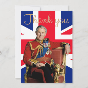 Carte De Remerciements Le roi Charles III avec drapeau britannique