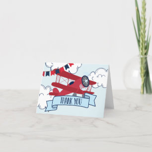 Carte De Remerciements Le temps passe Avion Anniversaire