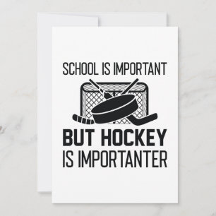 Carte De Remerciements L'École Est Importante, Mais Le Hockey Est Importa