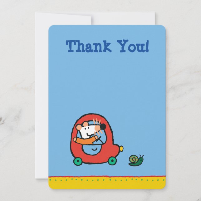 Carte De Remerciements Lecteurs de marguerite une jolie voiture rouge (Devant)