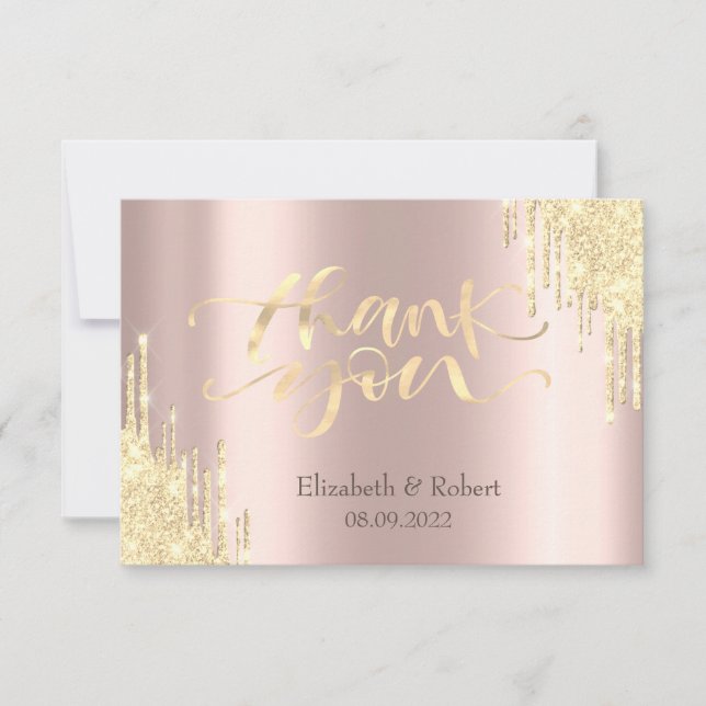 Carte De Remerciements Lecteurs de Parties scintillant Or Rose Gold de lu (Devant)