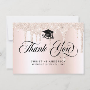 Carte De Remerciements Lecteurs de Parties scintillant rose chic Graduati