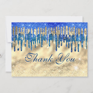 Carte De Remerciements Lecteurs de Parties scintillant Royal Blue Gold ch