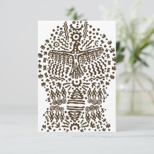 Carte De Remerciements Légende ancienne : Oiseau géant et tentes tribales