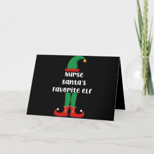 Carte De Remerciements L'elfe préféré de l'infirmière Santa Drôle de Noël
