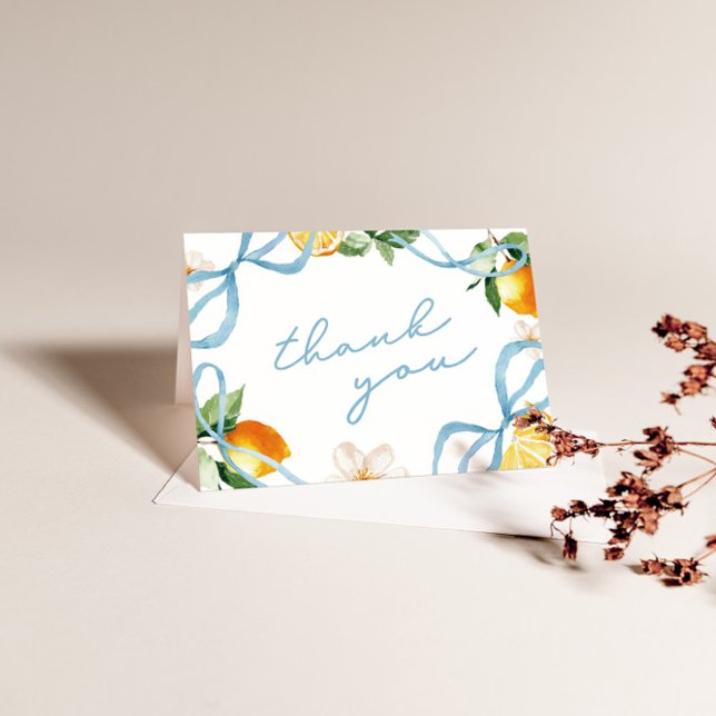 Carte De Remerciements Lemon & Bows Whimsical Boys Baby Shower (Lemon & Bows Boy Baby Shower Thank You Card)
