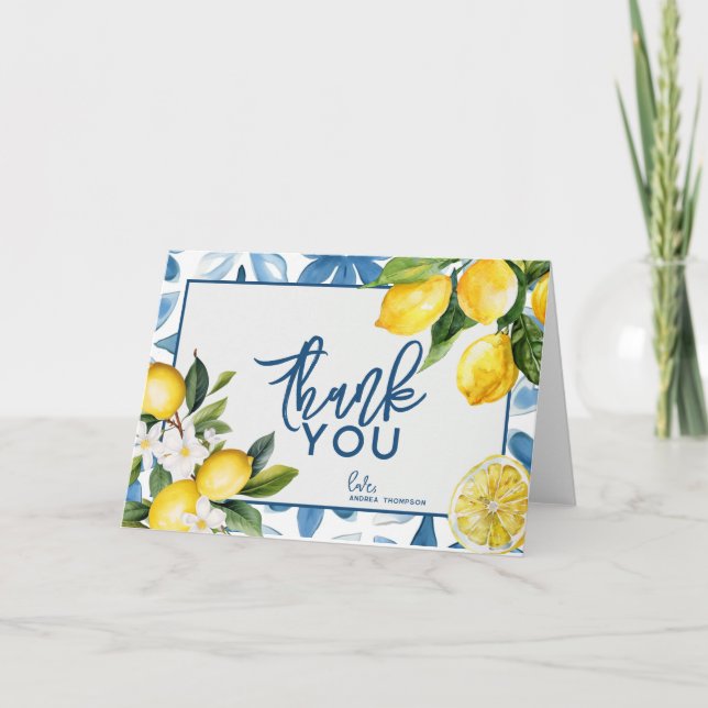 Carte De Remerciements Lemon Carrelage Méditerranéen Enterrement de Vie d (Devant)