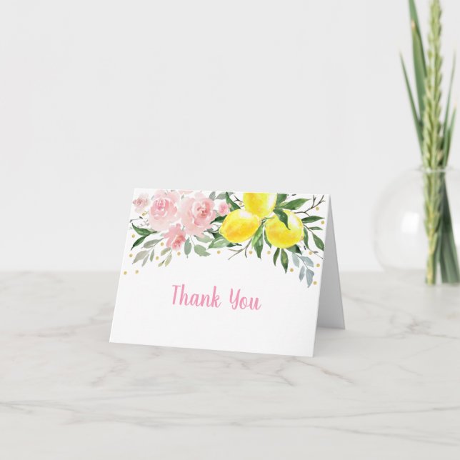 Carte De Remerciements Lemonade Pink Gold Floral Anniversaire (Devant)